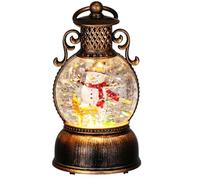 Hemobllo Christmas Lantern Snow Globe with Music, Christmas Decoration Snowman Musical Snowglobe, Vintage Lighted Xmas Water Glittering Snowing Globe as Ornaments Xmas