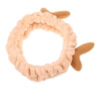 Hemobllo Christmas Plush Antlers Hairband for Women, Elastic Khaki Cloth Head Wrap with Comfortable Wearing, for Facial Cleaning and Other Occasions