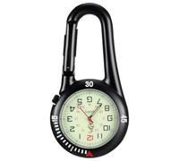 Hemobllo Clip on Watch with Multifunctional Mountaineering Buckle, Black Alloy and Glass Construction, Precise Quartz Movement, White Dial Suitable for Construction Work and Outdoor Sports