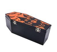 Hemobllo Coffin Treat Box with Hinged Flip Lid Wooden Candy Holder Halloween Gothic Coffin Shaped Design Made of Wood and Alloy for Living Rooms and Haunted House Decor