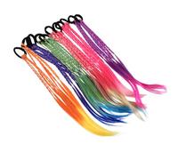 Hemobllo Colored Braided Hair Extensions with Elastic Bands for Girls 12pcs Comfortable Synthetic Ponytail Hair Accessories Random Color for Festive Cosplay and Creative DIY Styling