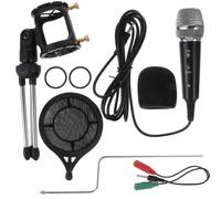 Hemobllo Condenser Microphone Kit with Desktop Tripod Stand and Pop Filter, Live Broadcast Mic for Computer Mobile Phone, Black X-1s, Podcast Recording Microphone for Online Classes