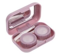 Hemobllo Contact Lens Case Storage Box Dual Compartment Matte Finish Travel Contact-Lens Holder Cosmetic Lens Container with Mirror for Daily Care and Portable Use