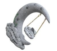 Hemobllo Creative Cat Moon-shaped Resin Pet Memorial Stone, Outdoor Garden Cat Headstone for Pet Grave Markers, Kitten Memorial Tombstone for Sympathy and Remembrance