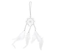 Hemobllo Creative Chic Iron Rings Handmade with Dream Catcher Pendant and Beads, White Hanging Decor for Dreamcatcher Decoration Car and Home Living Space