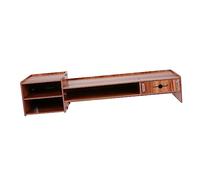 Hemobllo Creative Monitor Riser Stand Drawer Storage Multi-functional Desk Organizer for Computer Simple Design for Office Home Use Cherry Wood