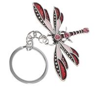 Hemobllo Creative Red Rhinestone Dragonfly Keychain, Large Dragonfly Car Key Ring with Backpack Hanging Charm, Purse Accessory