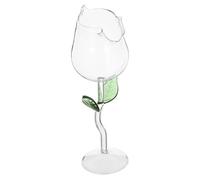 Hemobllo Creative Rose Flower Wine Glass 400ml Crystal Tall Goblet Leaf Design, Decorative Cocktail and Wine Storage Cup for Parties and Bar Use