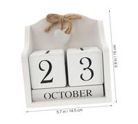 Hemobllo Creative Wooden Perpetual Calendar Ornament White European Rural Style Manual Date Blocks Home Office Decoration Photography Prop