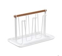 Hemobllo Cup Drying Rack with Tray, Iron Art Stand and Six Hooks for Mugs