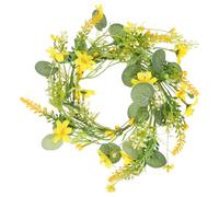 Hemobllo Daisy Eucalyptus Candle Holder Wreath Candle Ring for Table Centerpiece and Wall Hanging with Versatile Decoration and Easy to Maintain