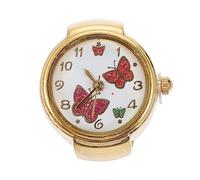 Hemobllo Decorative Finger Watch Golden Metal Butterflies Ring Watch