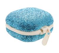 Hemobllo Diamond Encrusted Portable Pillbox Compartments Compact for Travel Bling Rhinestone Organizer Box for Daily Medication Storage in Purse Bag