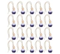 Hemobllo Diffuser Bottle Car Pendant 20Pcs Empty Glass Bottles with Hanging Cotton Rope and Wooden Beads for Car Air Freshener Decoration