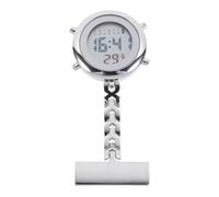 Hemobllo Digital Nurses Pocket Watch Large Dial Clip- on Fob Watch Lapel Pin Doctor Watch Hanging Watch Pendant for Valentines Day Gift Silver, Silver, 9.5X4CM