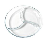 Hemobllo Divided Serving Tray with 3 Compartments Glass Portion Control Dish for Fruits and Snacks Microwave Safe for Kitchen and Picnics