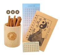 Hemobllo Divination Game Bamboo Bucket Set with 16 Three-line Bamboo Sticks and Instruction Book, Traditional Chinese Fortune Telling Prop for Feng Shui and I Ching Learning