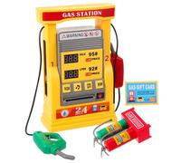 Hemobllo DIY Gas Station Model with Dual Digital Display Voice Prompt Card Simulation Educational Hands Fuel Pump Playset for Imaginative Learning and Role Play