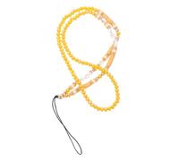 Hemobllo DIY Yellow Alphabet Pottery Mobile Phone Chain with Crystal Beads, Beaded Cellphone Hanging Strap for Phone Decor and Mobile Accessories