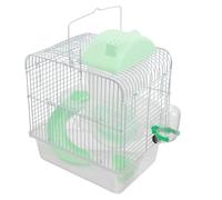 Hemobllo Double-layer Hamster Cage 23x17x33cm Small Pet Castle with Green Base, Multi-level Dwarf Hamster House Suitable for Small Animals and Chinchillas