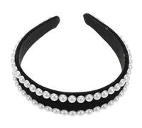 Hemobllo Double Row Pearl Headband Non-slip Hair Band Soft Fabric Plastic Pearl Beads Elegant Simple Hair Styling Accessories for Women Face Washing Daily Wear
