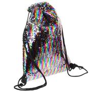 Hemobllo Drawstring Shoulder Bag Sequin Swim Bag Sparkling Sequin Design Polyester Versatile Design Double Shoulder Straps Large Capacity Gym and Outdoor Use