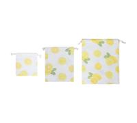 Hemobllo Drawstring Storage Bags Makeup Pouches Cotton and Linen Large Capacity 3pcs Easy to Open and Close Portable Cosmetic Bags in Yellow for School and Work