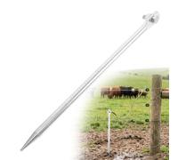 Hemobllo Earth Rod for Electric Fence, 300mm x 12mm Galvanized Iron Ground Spike, Heavy Duty Electrical Fencing Stakes for Livestock Horse Cattle Energiser Earthing System, Silver