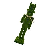 Hemobllo Easter Bunny Statue Nutcracker Soldier Puppet 38.5cm Flocking Wood Festive Unique Bunny Soldier Design Lasting Usability for Restaurant Easter Displays