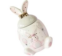 Hemobllo Easter Sweet Jar Bunny Shape Ceramic Storage Container 420ml with Lid for Coffee Bean Storage and Dry Foods, Elegant White Decorative Jar for Pantry Shelf Or Counter