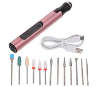 Hemobllo Electric Nail Drill Set 1 USB Rechargeable Portable Nail Polishing Tool with 3 Ceramic Grinding Heads Aluminum Alloy Manicure Grinder for Removing Dead Skin