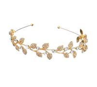 Hemobllo Elegant Alloy Leaf-shaped Hairband with Rhinestone Waterdrop Design, Stylish Wedding Hair Accessory for Brides and Formal Occasions, Charming Headband for Women