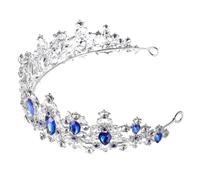 Hemobllo Elegant Blue Royal Tiara Crown for Women with Crystal and Rhinestones, Lightweight Alloy Bridal Hair Accessory, Eye-catching without Fading, for Weddings and Parties