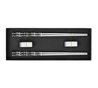 Hemobllo Elegant Chopsticks Set Stainless Steel Wear-Resistant Portable Reusable Chopsticks Rest with Holder for Home Use Assorted Color