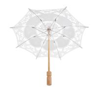 Hemobllo Elegant Cotton Lace Wedding Umbrella with Wooden Handle, Lightweight and Versatile Bridal Parasol for Tea Party Decor and Daily Use, Classic Western Royal Style