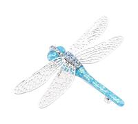Hemobllo Elegant Dragonfly Brooch Pin Copper Jewelry Gift for Women with Silver and Blue Imitation Opal and Multi-purpose for Mother's Day or Birthday, Easy to Attach on Shoes and Sash on