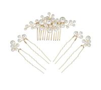 Hemobllo Elegant Golden Alloy Pearl Hairpins Set 5pcs for Brides Decorative Effect and Versatile Use, Wedding Hair Accessory Gift for Women