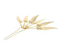 Hemobllo Elegant Golden Rhinestone Leaf Hair Pin for Women with Lightweight Zinc Alloy Material and Stable Appearance, Hair Accessories for Graduation Season and Party Gifts