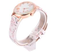 Hemobllo Elegant Lady Quartz Watch Sturdy Stainless Steel and Pu Material with Plum Blossom Pattern Fashionably Designed Wristwatch for Stylish Women, for Birthdays and Special Occasions