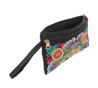 Hemobllo Embroidered Floral Clutch Purse Ethnic Folk Art Wrist Bag for Women Evening Wedding Festival Lightweight Handbag with Bohemian Flower Pattern