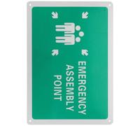 Hemobllo Emergency Assembly Point Sign Aluminum Safety Label with Eye-catching Green Colour for Shopping Malls and Factories Sturdy Safety Assembly Sign
