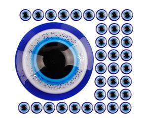 Hemobllo Evil Eye Patches Blue with Easy-to-Attach Adhesive Backing 100pcs Resin Half Round Flatback DIY Supplies for Jewelry Making and Craft Projects