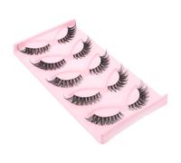 Hemobllo False Eyelash Strips Comfortable to Use 5 Pairs Synthetic Material Black Lightweight and Not Easy to Deform, for Everyday Life and Attending Parties