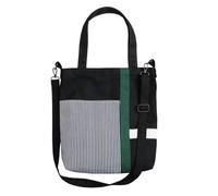 Hemobllo Fashion Lady Canvas Cross Body Bag Large Capacity Shoulder Tote | Adjustable Strap, Smooth Wiring, Simple Fresh Stripe Stitching Design, Black Canvas, Daily Shopping Use