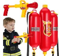 Hemobllo Fire Backpack Water Toys for 4-8 Kids, Firefighter Costume Accessories Fireman Backpack Water Blaster with Adjustable Straps for Role Play Fancy Dress, Carnival, Birthday Party, Red