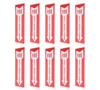 Hemobllo Fire Extinguisher Label Stickers 10Pcs Down Arrow Red White Self Adhesive Decals 3.9X11.75 Inches for Workplace and Restaurant Safety