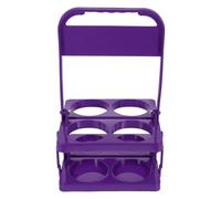 Hemobllo Foldable Portable Drink Carrier with Handle, 4-Bottle Beer Basket in Dark Purple, Lightweight Plastic Beverage Holder for Home and Outdoor Use