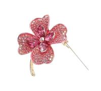 Hemobllo Four Leaf Clover Zinc Alloy Material, Symbol of Luck, Versatile Use Elegant Crystal Brooch Pin Stylish Shamrock Lapel Pin Accessory for Women for Presents and Dates
