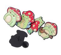 Hemobllo Frog Mushroom Enamel Brooches Set 5 Pieces Cute Animal Pins for Jackets Bags Backpacks Charming Accessories 1.18X1.10 Inch