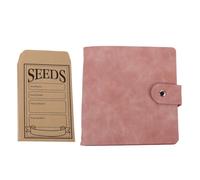 Hemobllo Garden Seed Packet Organizer Binder with 2-Hole PU Leather Cover and 50 Self-Sealing Envelopes for Home and Professional Seed Keeping
